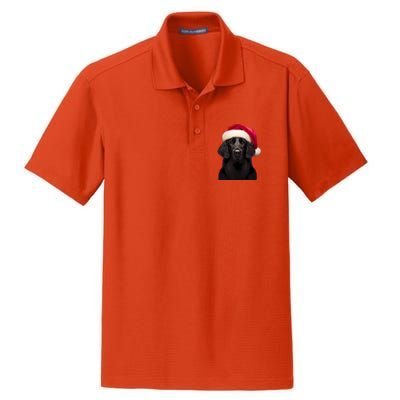 Flatcoated Retriever With Santa Hat Christmas Dog Owner Mom Gift Dry Zone Grid Polo