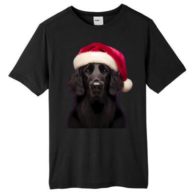 Flatcoated Retriever With Santa Hat Christmas Dog Owner Mom Gift Tall Fusion ChromaSoft Performance T-Shirt