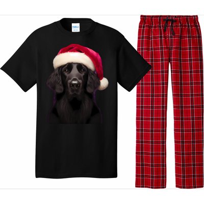 Flatcoated Retriever With Santa Hat Christmas Dog Owner Mom Gift Pajama Set