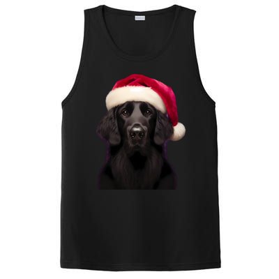 Flatcoated Retriever With Santa Hat Christmas Dog Owner Mom Gift PosiCharge Competitor Tank