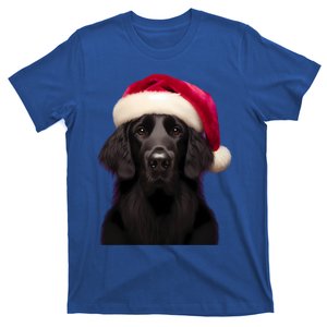 Flatcoated Retriever With Santa Hat Christmas Dog Owner Mom Gift T-Shirt