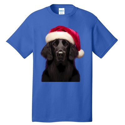 Flatcoated Retriever With Santa Hat Christmas Dog Owner Mom Gift Tall T-Shirt