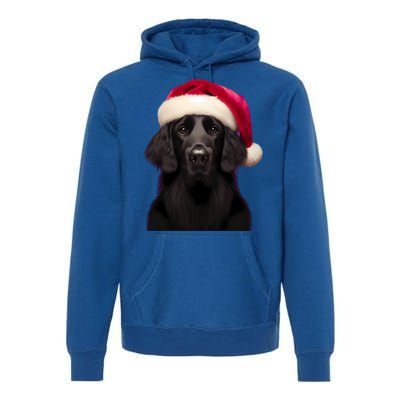 Flatcoated Retriever With Santa Hat Christmas Dog Owner Mom Gift Premium Hoodie