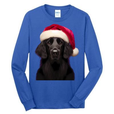 Flatcoated Retriever With Santa Hat Christmas Dog Owner Mom Gift Tall Long Sleeve T-Shirt