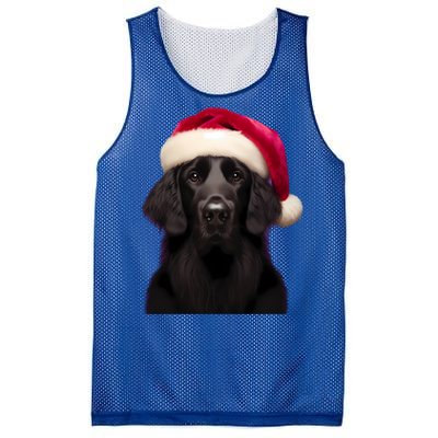 Flatcoated Retriever With Santa Hat Christmas Dog Owner Mom Gift Mesh Reversible Basketball Jersey Tank