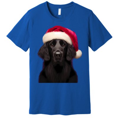 Flatcoated Retriever With Santa Hat Christmas Dog Owner Mom Gift Premium T-Shirt