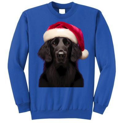 Flatcoated Retriever With Santa Hat Christmas Dog Owner Mom Gift Tall Sweatshirt