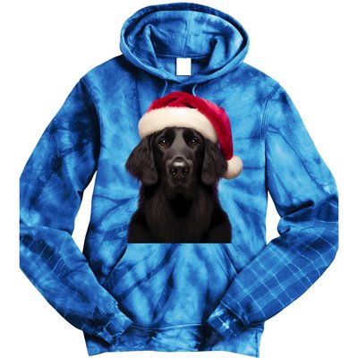 Flatcoated Retriever With Santa Hat Christmas Dog Owner Mom Gift Tie Dye Hoodie