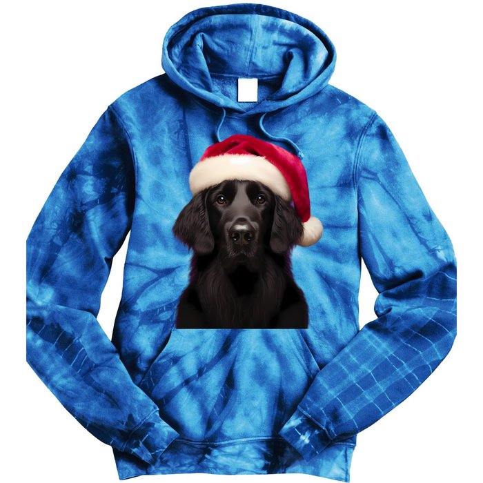 Flatcoated Retriever With Santa Hat Christmas Dog Owner Mom Gift Tie Dye Hoodie