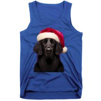 Flatcoated Retriever With Santa Hat Christmas Dog Owner Mom Gift Tank Top