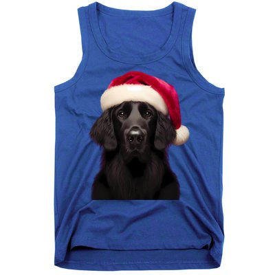 Flatcoated Retriever With Santa Hat Christmas Dog Owner Mom Gift Tank Top