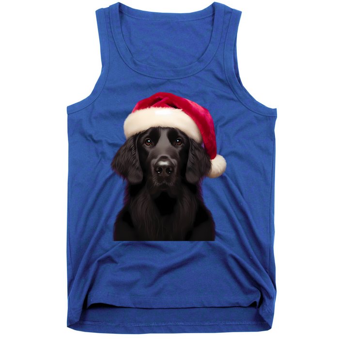 Flatcoated Retriever With Santa Hat Christmas Dog Owner Mom Gift Tank Top