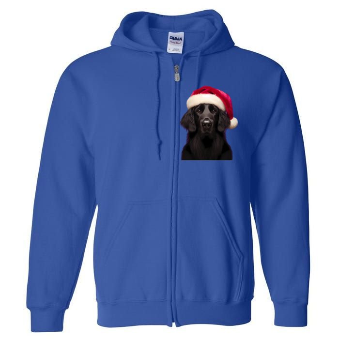 Flatcoated Retriever With Santa Hat Christmas Dog Owner Mom Gift Full Zip Hoodie