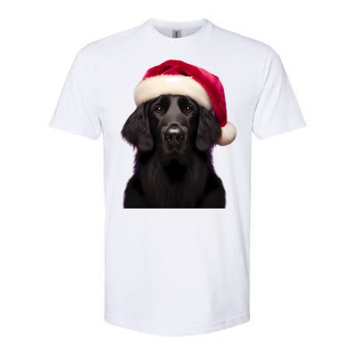 Flatcoated Retriever With Santa Hat Christmas Dog Owner Mom Gift Softstyle CVC T-Shirt