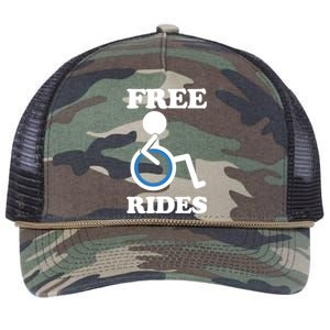 Free Rides Wheelchair Gift Retro Rope Trucker Hat Cap