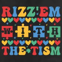 Funny RizzEm With The Tism Autism Awareness Outfit Gift 7 Panel Mesh Trucker Snapback Hat
