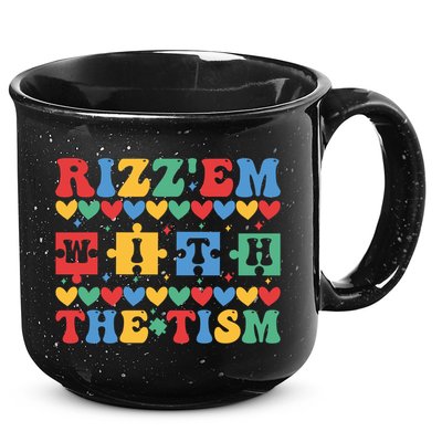 Funny RizzEm With The Tism Autism Awareness Outfit Gift 15oz Campfire Ceramic Mug