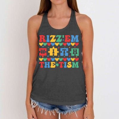 Funny RizzEm With The Tism Autism Awareness Outfit Gift Women's Knotted Racerback Tank