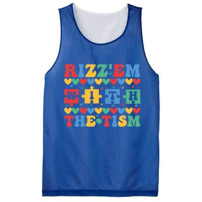 Funny RizzEm With The Tism Autism Awareness Outfit Gift Mesh Reversible Basketball Jersey Tank