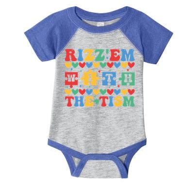 Funny RizzEm With The Tism Autism Awareness Outfit Gift Infant Baby Jersey Bodysuit