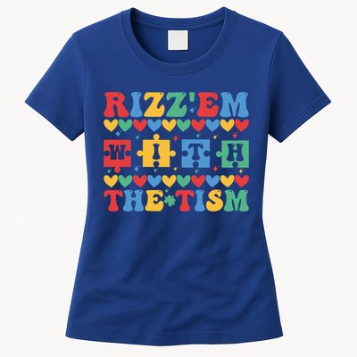 Funny RizzEm With The Tism Autism Awareness Outfit Gift Womens T-Shirt