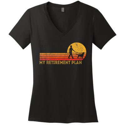 Funny Retired Walking My Dog Retirement Plan Women's V-Neck T-Shirt