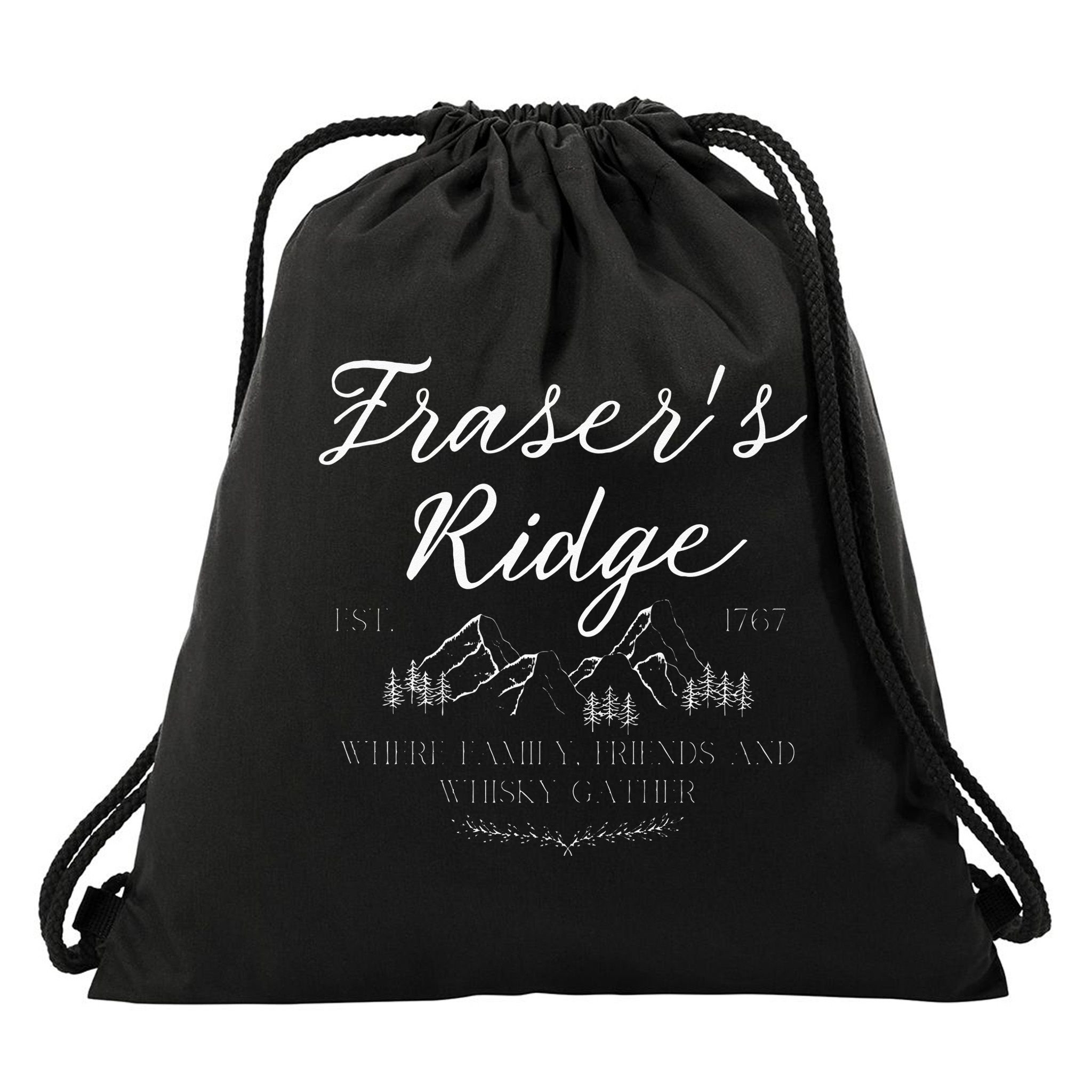 Frasers Ridge Where Friends Family And Whisky Gather Drawstring Bag