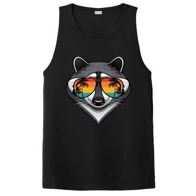 Funny Raccoon With Sunglasses Fun Retro Raccoon Animal Lover PosiCharge Competitor Tank