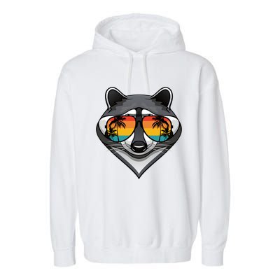 Funny Raccoon With Sunglasses Fun Retro Raccoon Animal Lover Garment-Dyed Fleece Hoodie