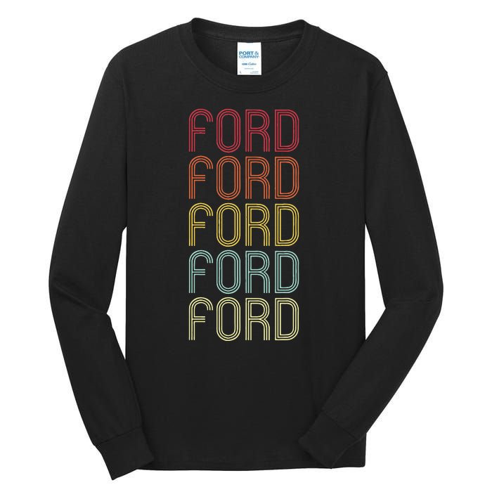 F.O.R.D Retro Wordmark Pattern Vintage Personalized 70s Tall Long Sleeve T-Shirt