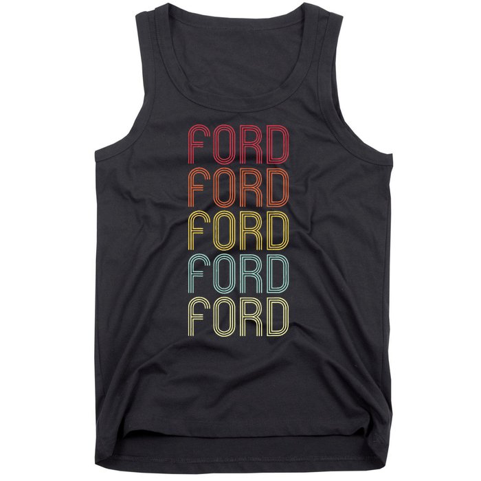 F.O.R.D Retro Wordmark Pattern Vintage Personalized 70s Tank Top