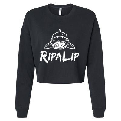 Funny RipaLip Walleye Fishing Cropped Pullover Crew