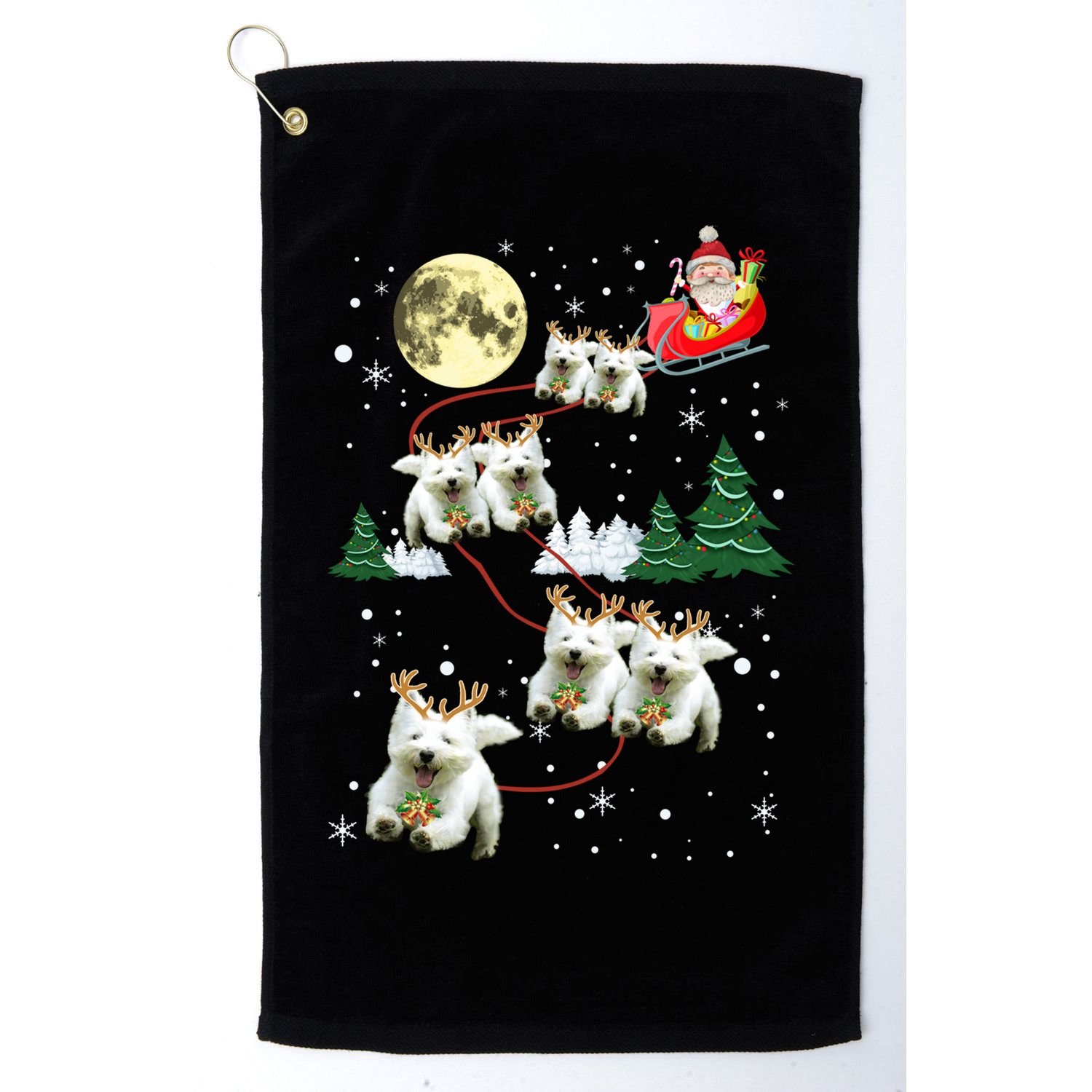 Funny Reindeer Westie Xmas Christmas Dog Lovers Gift Golf Towel