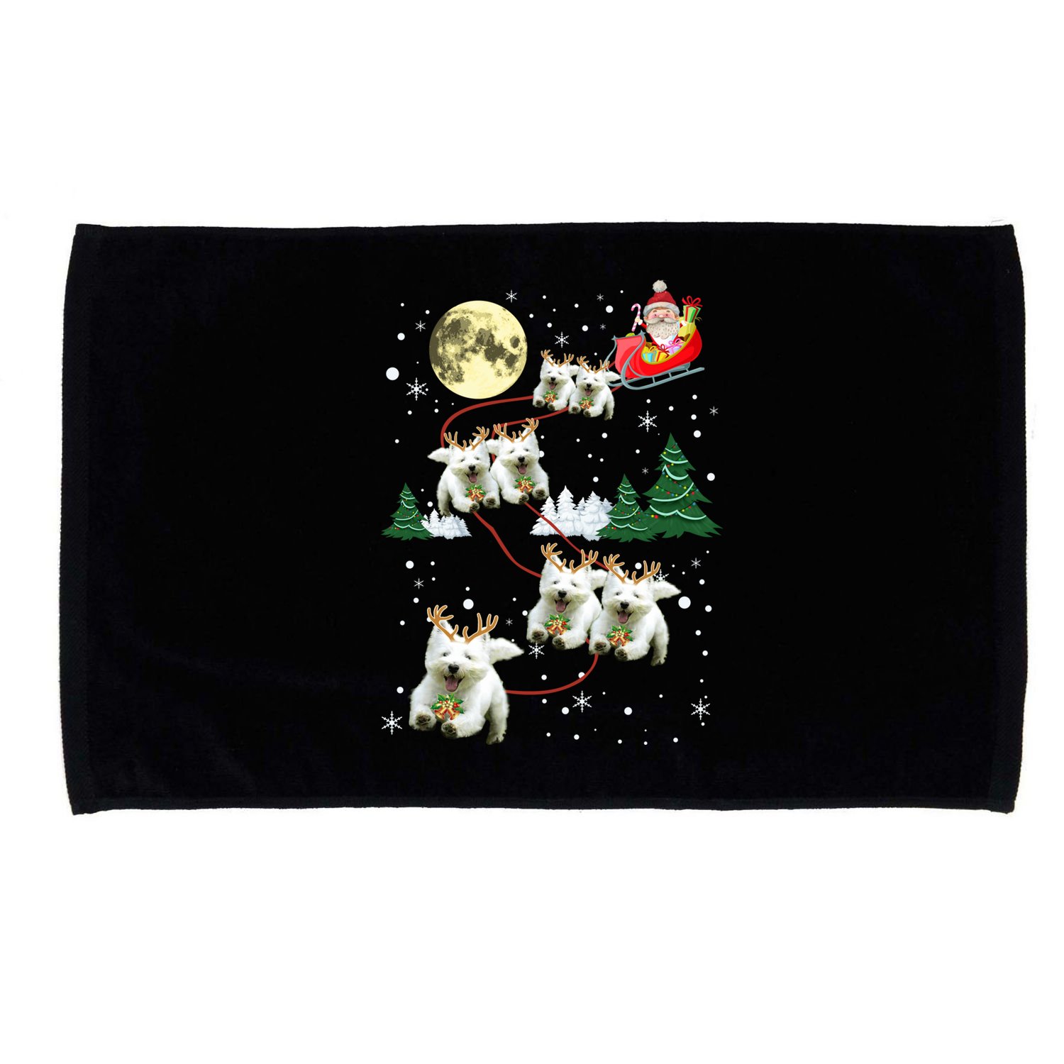 Funny Reindeer Westie Xmas Christmas Dog Lovers Gift Microfiber Hand Towel