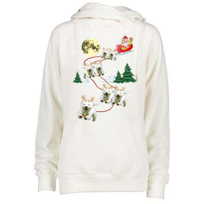 Funny Reindeer Westie Xmas Christmas Dog Lovers Gift Womens Funnel Neck Pullover Hood