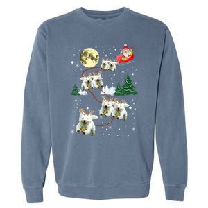 Funny Reindeer Westie Xmas Christmas Dog Lovers Gift Garment-Dyed Sweatshirt