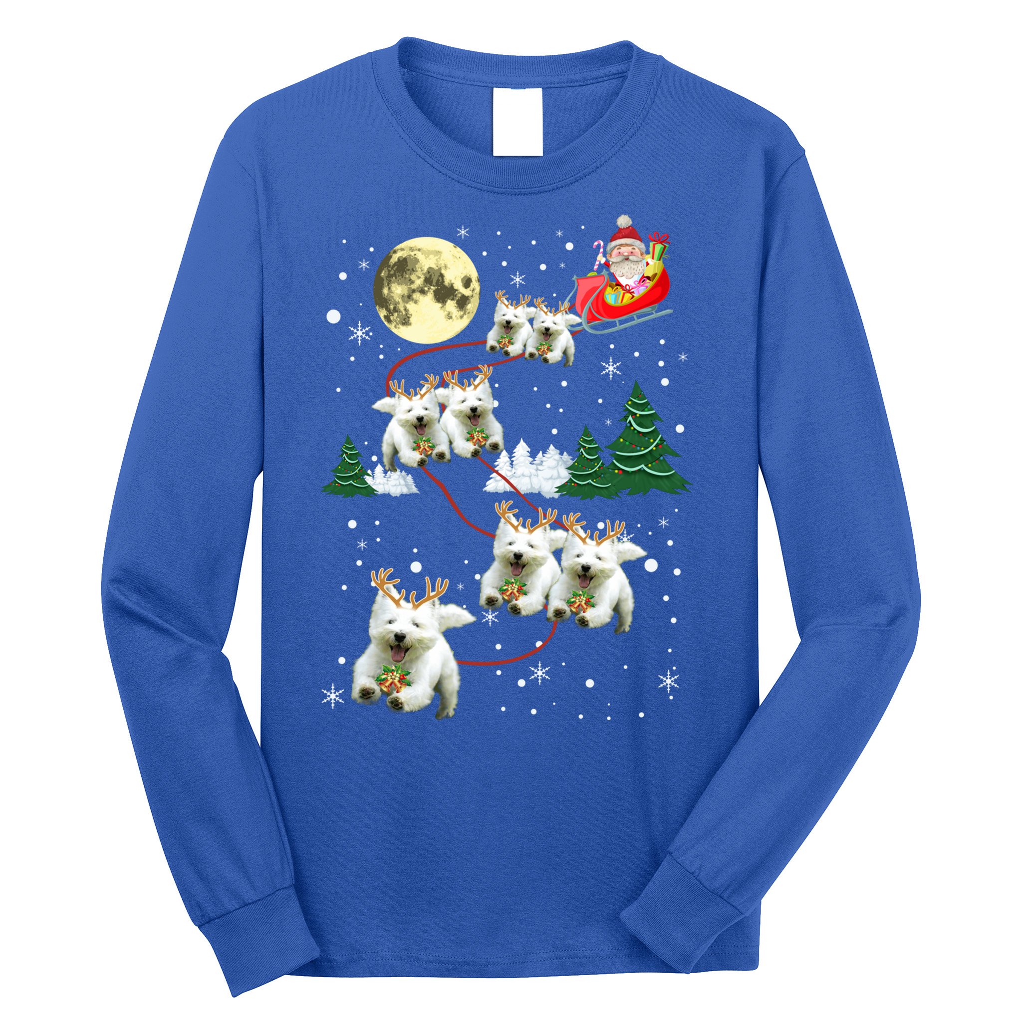 Funny Reindeer Westie Xmas Christmas Dog Lovers Gift Long Sleeve Shirt