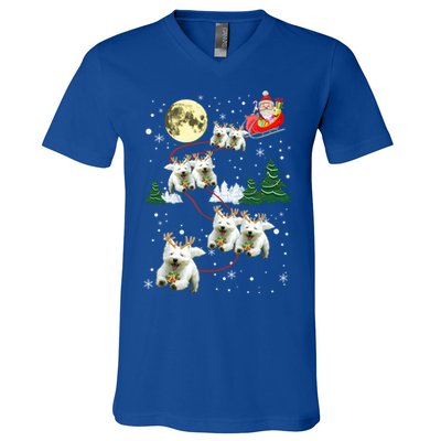 Funny Reindeer Westie Xmas Christmas Dog Lovers Gift V-Neck T-Shirt