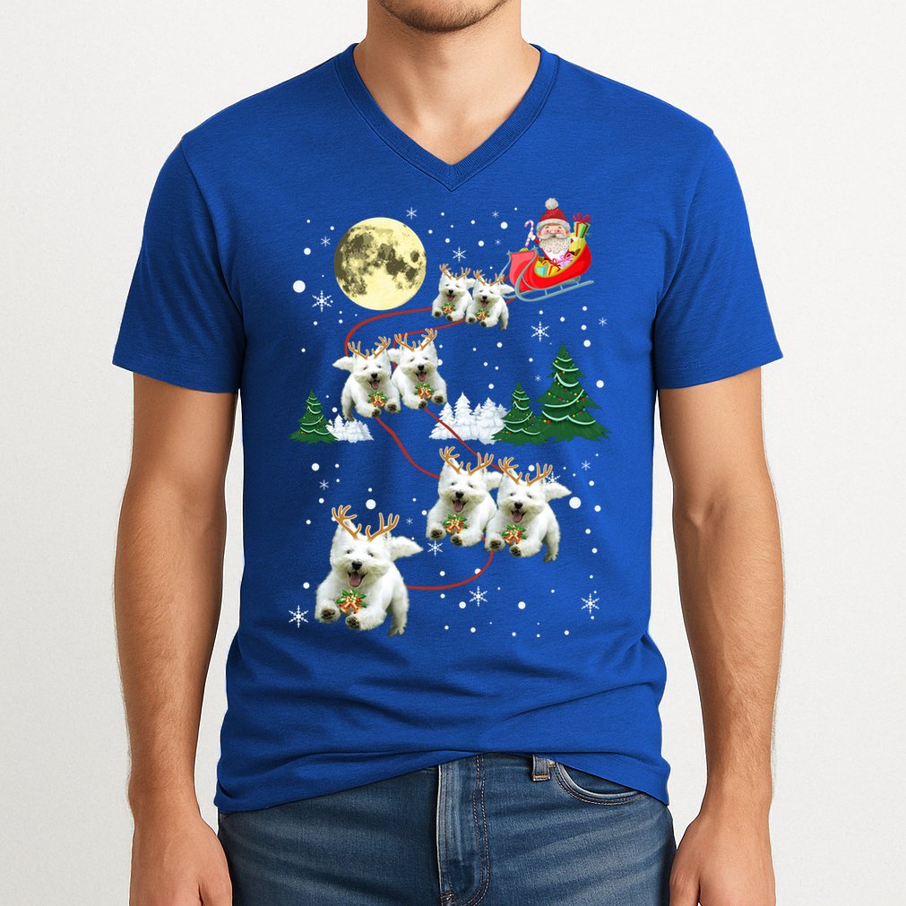 Funny Reindeer Westie Xmas Christmas Dog Lovers Gift V-Neck T-Shirt