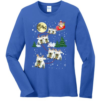 Funny Reindeer Westie Xmas Christmas Dog Lovers Gift Ladies Long Sleeve Shirt