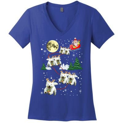 Funny Reindeer Westie Xmas Christmas Dog Lovers Gift Women's V-Neck T-Shirt