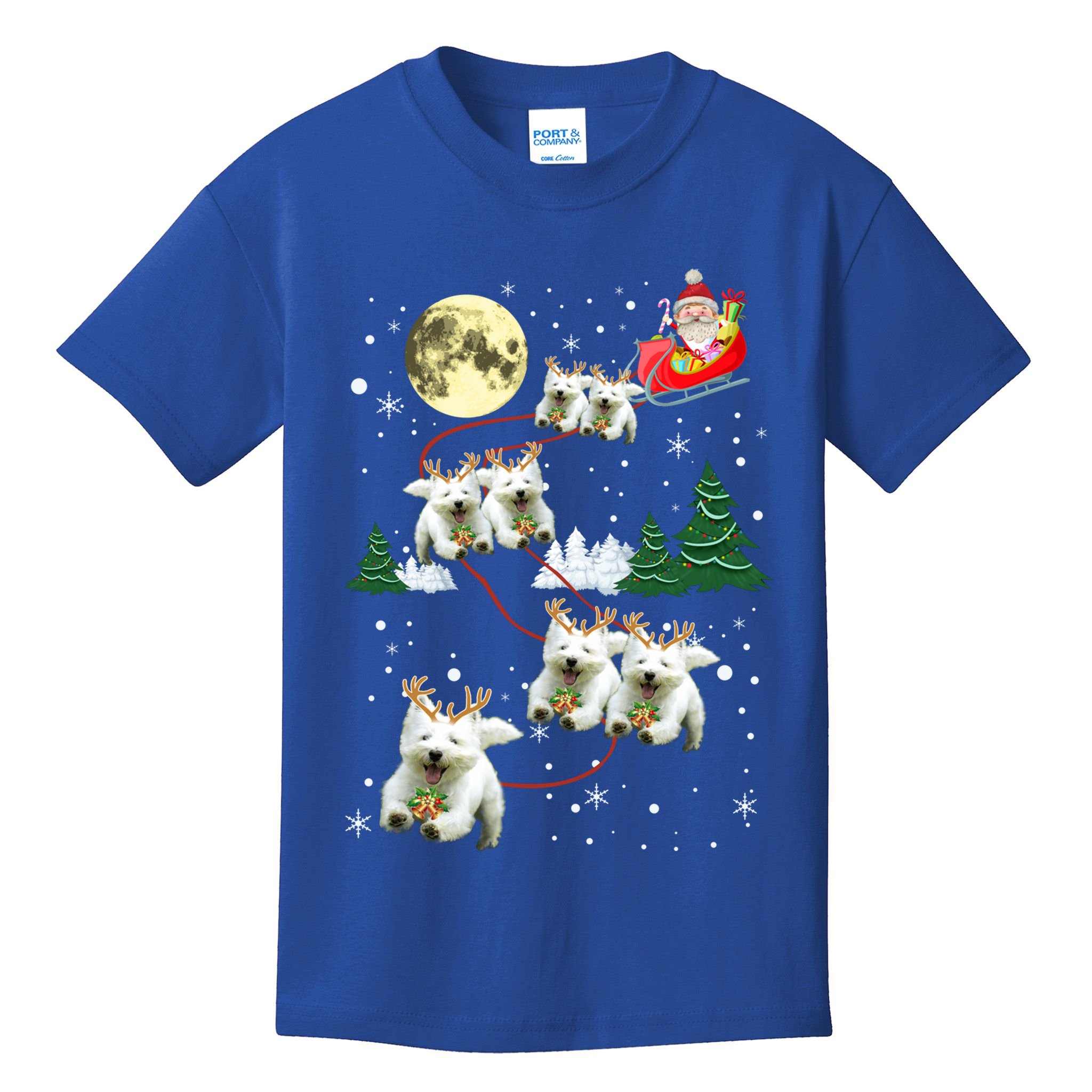 Funny Reindeer Westie Xmas Christmas Dog Lovers Gift Kids T-Shirt