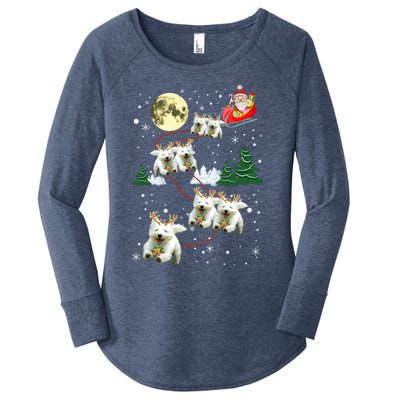 Funny Reindeer Westie Xmas Christmas Dog Lovers Gift Women's Perfect Tri Tunic Long Sleeve Shirt