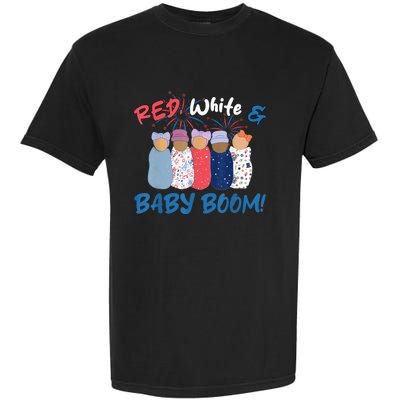 Funny Red White And Baby Boom Happy 4th Of July Nicu Nurse Garment-Dyed Heavyweight T-Shirt