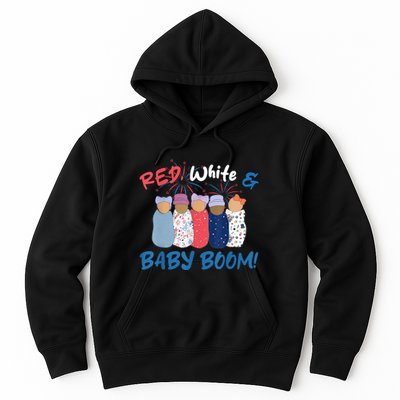 Funny Red White And Baby Boom Happy 4th Of July Nicu Nurse Hoodie