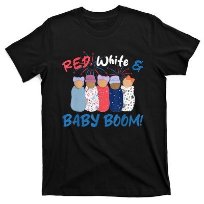 Funny Red White And Baby Boom Happy 4th Of July Nicu Nurse T-Shirt