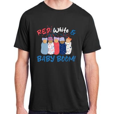 Funny Red White And Baby Boom Happy 4th Of July Nicu Nurse Adult ChromaSoft Performance T-Shirt