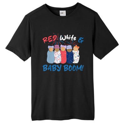 Funny Red White And Baby Boom Happy 4th Of July Nicu Nurse Tall Fusion ChromaSoft Performance T-Shirt