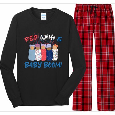 Funny Red White And Baby Boom Happy 4th Of July Nicu Nurse Long Sleeve Pajama Set