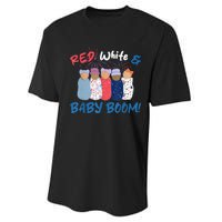 Funny Red White And Baby Boom Happy 4th Of July Nicu Nurse Performance Sprint T-Shirt